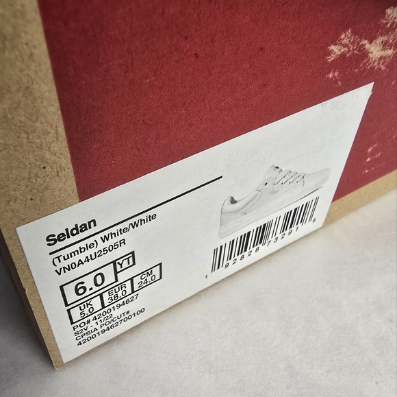 Van's Seldan Style Youth Size 6 White Leather Tennis Shoe Sneaker - Picture 9 of 9